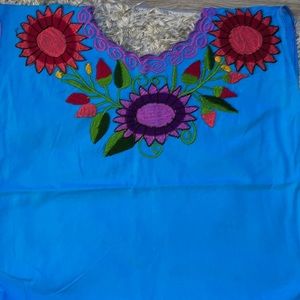 NWT Mexican top embroidered Blusa mexicana Blue for women